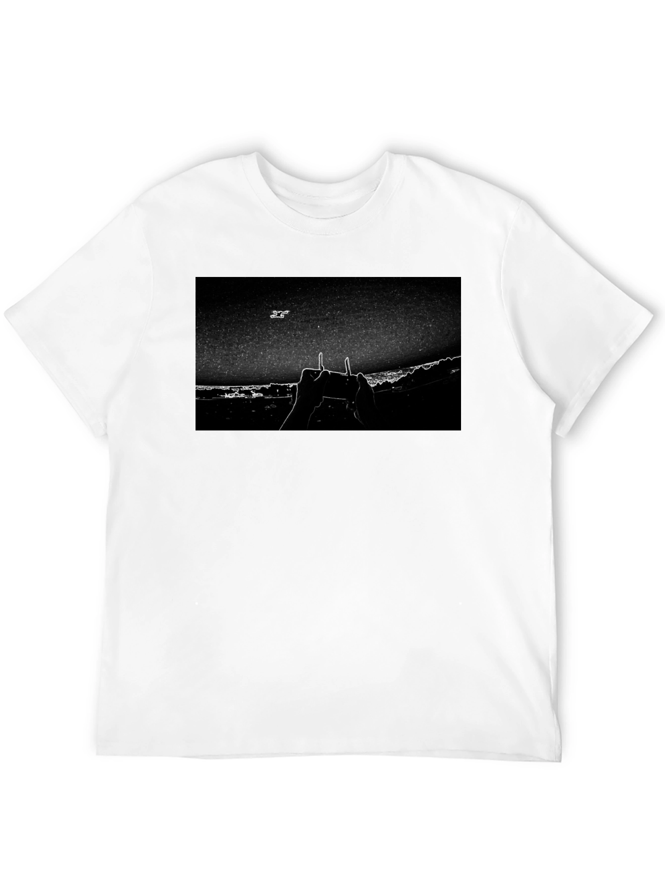 Drone Controller Graphic Tee - Black Cotton Blend