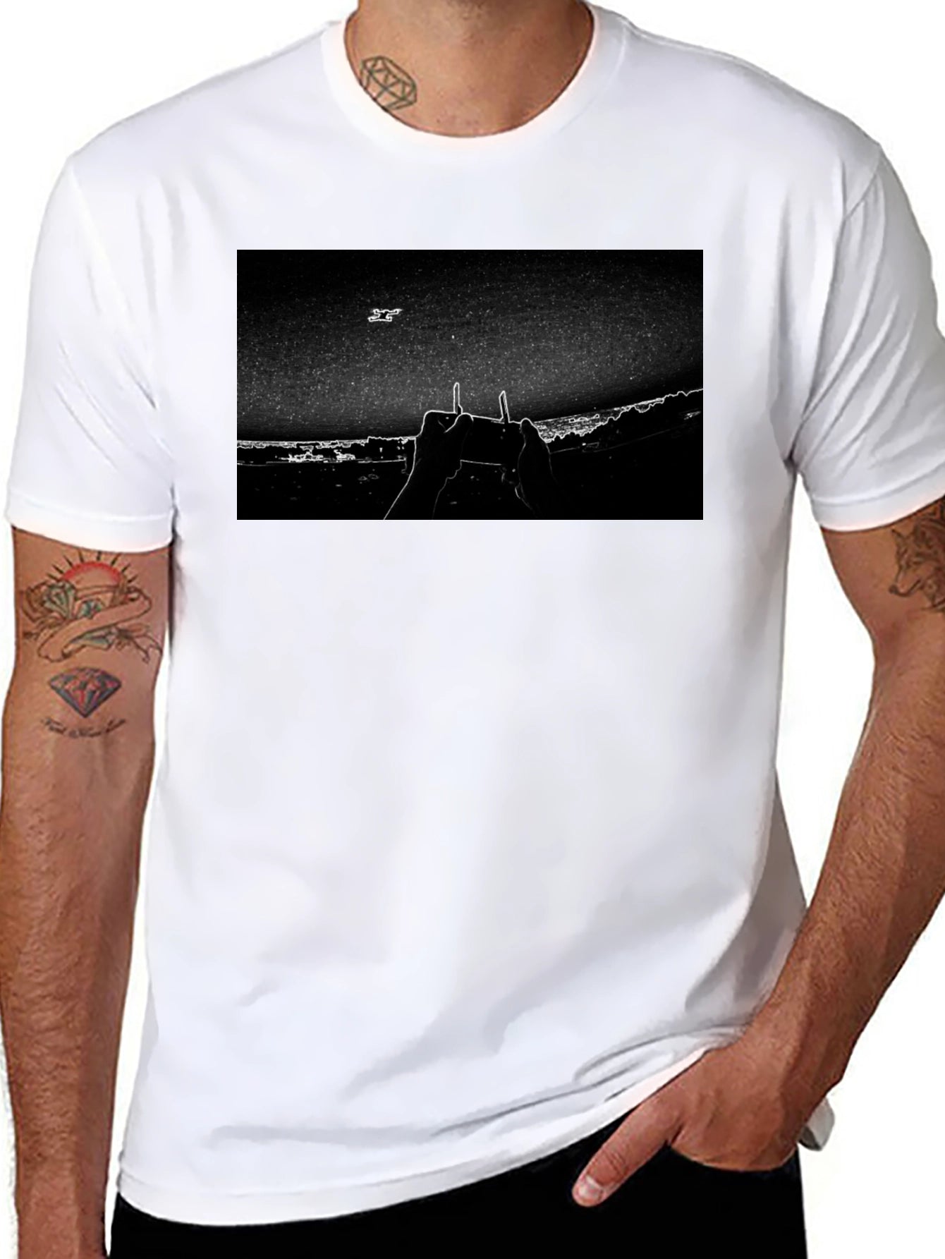 Drone Controller Graphic Tee - Black Cotton Blend
