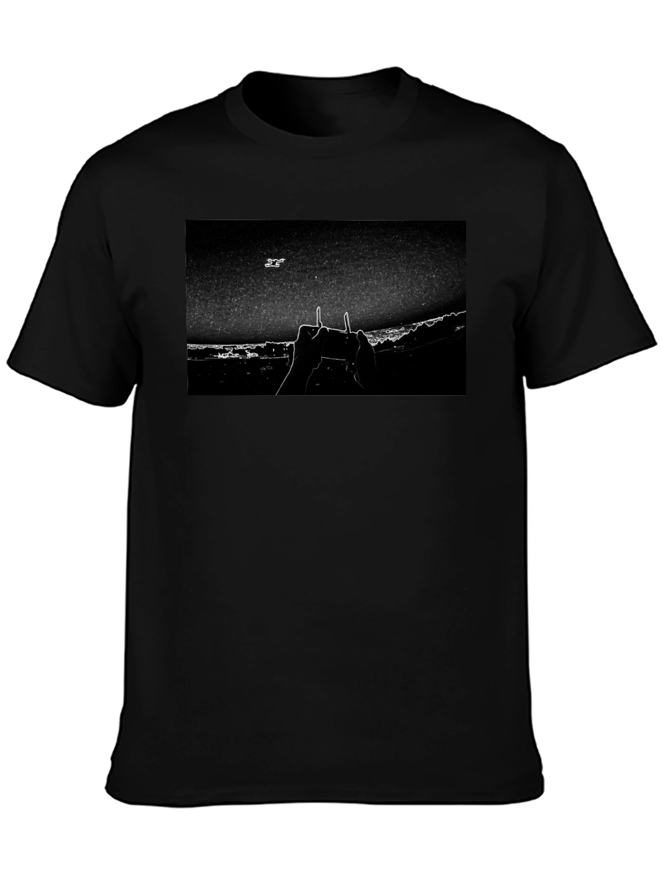 Drone Controller Graphic Tee - Black Cotton Blend