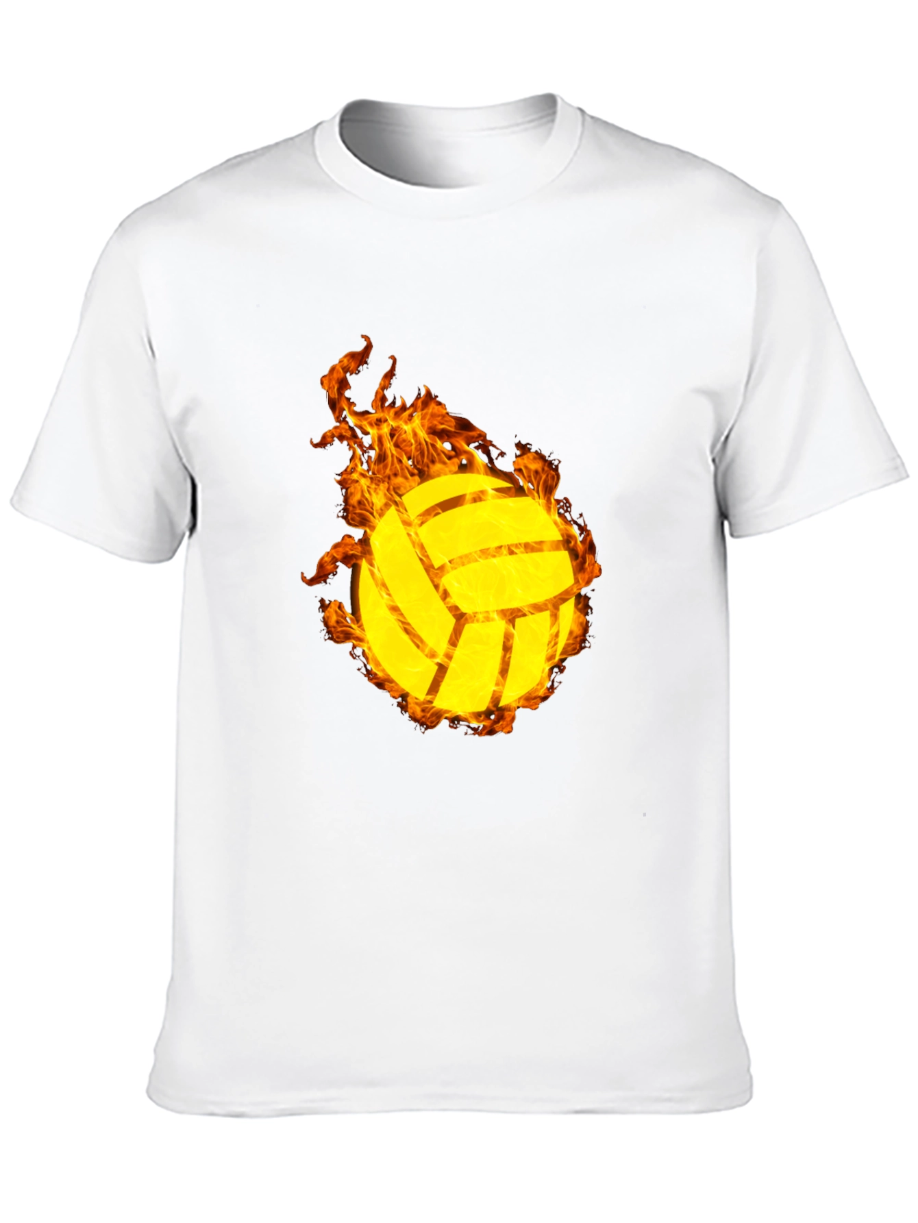 Flaming Volleyball Graphic T-Shirt - Sporty Style