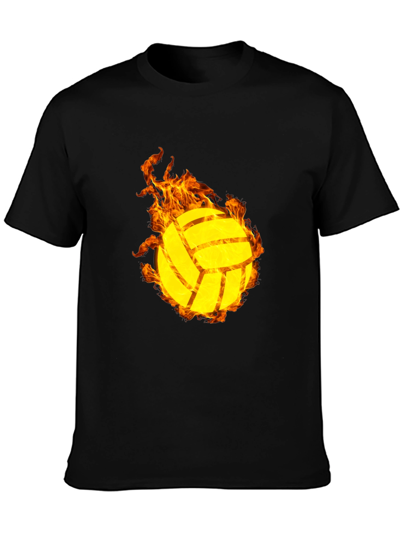 Flaming Volleyball Graphic T-Shirt - Sporty Style