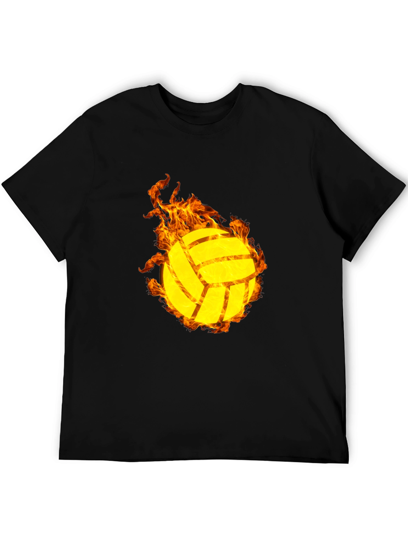 Flaming Volleyball Graphic T-Shirt - Sporty Style