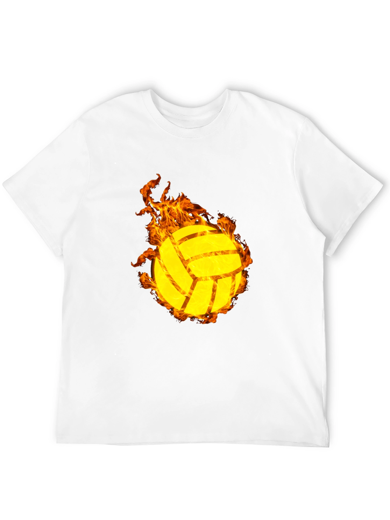 Flaming Volleyball Graphic T-Shirt - Sporty Style