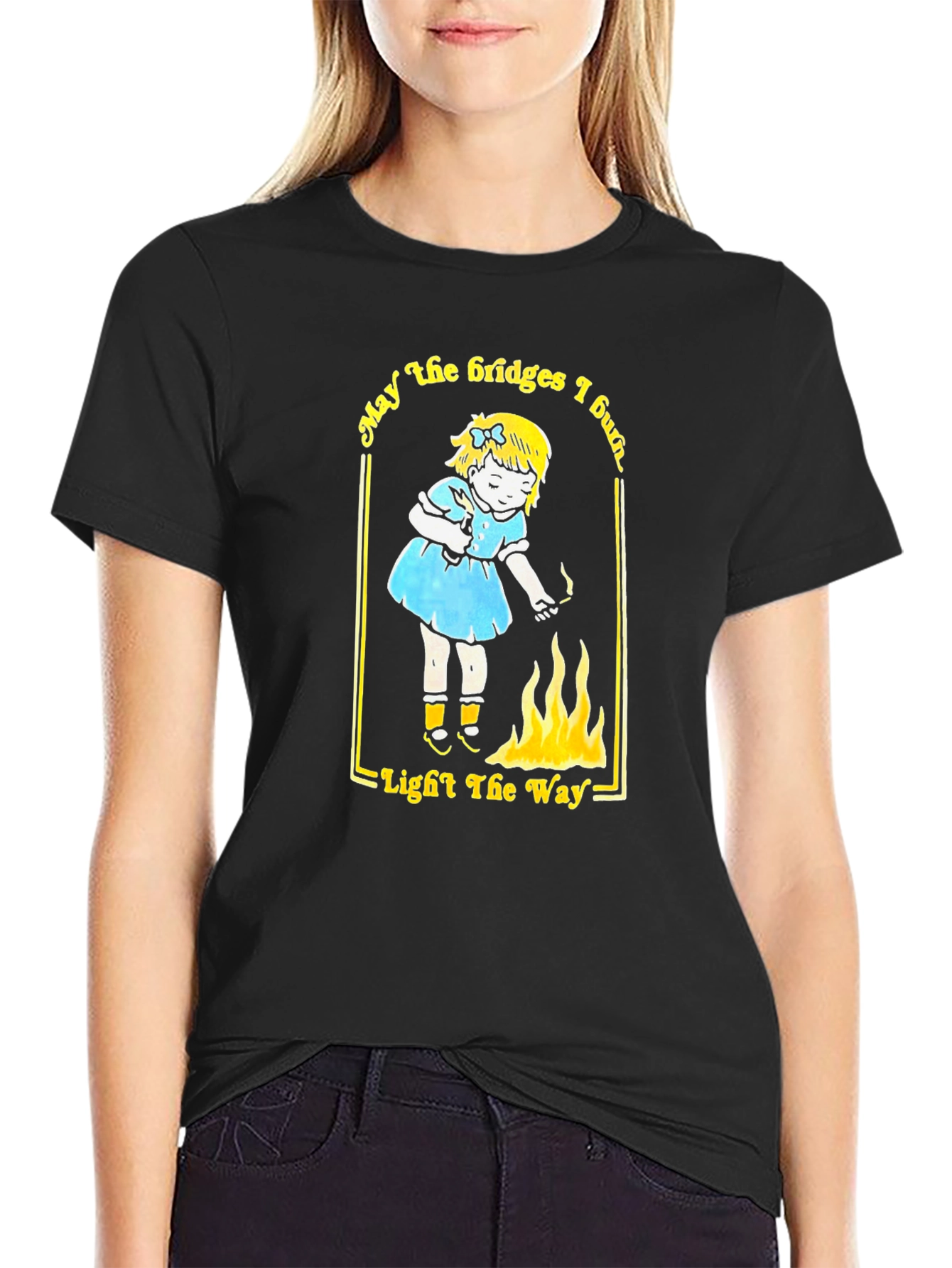 May the Bridges I Burn Black Graphic Tee