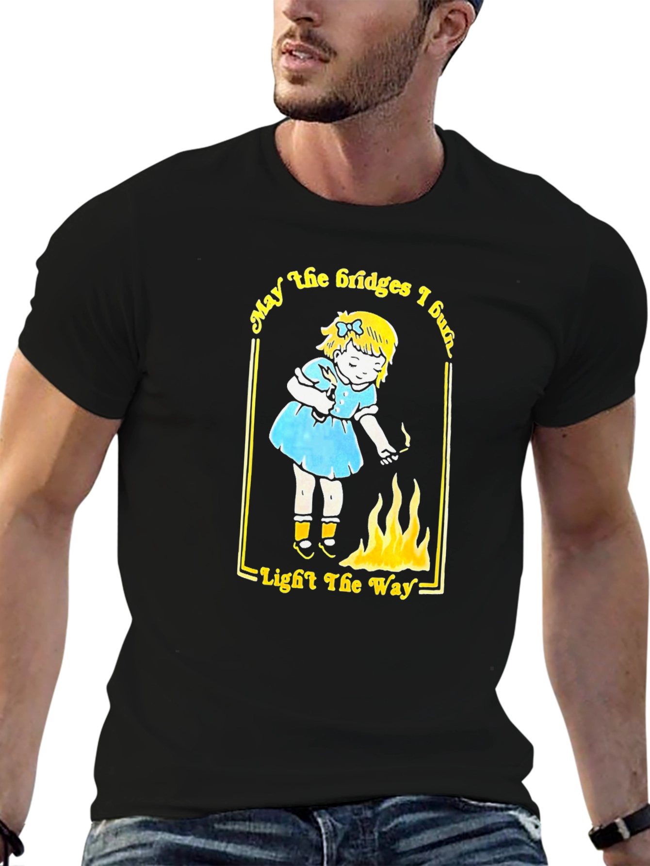 May the Bridges I Burn Black Graphic Tee