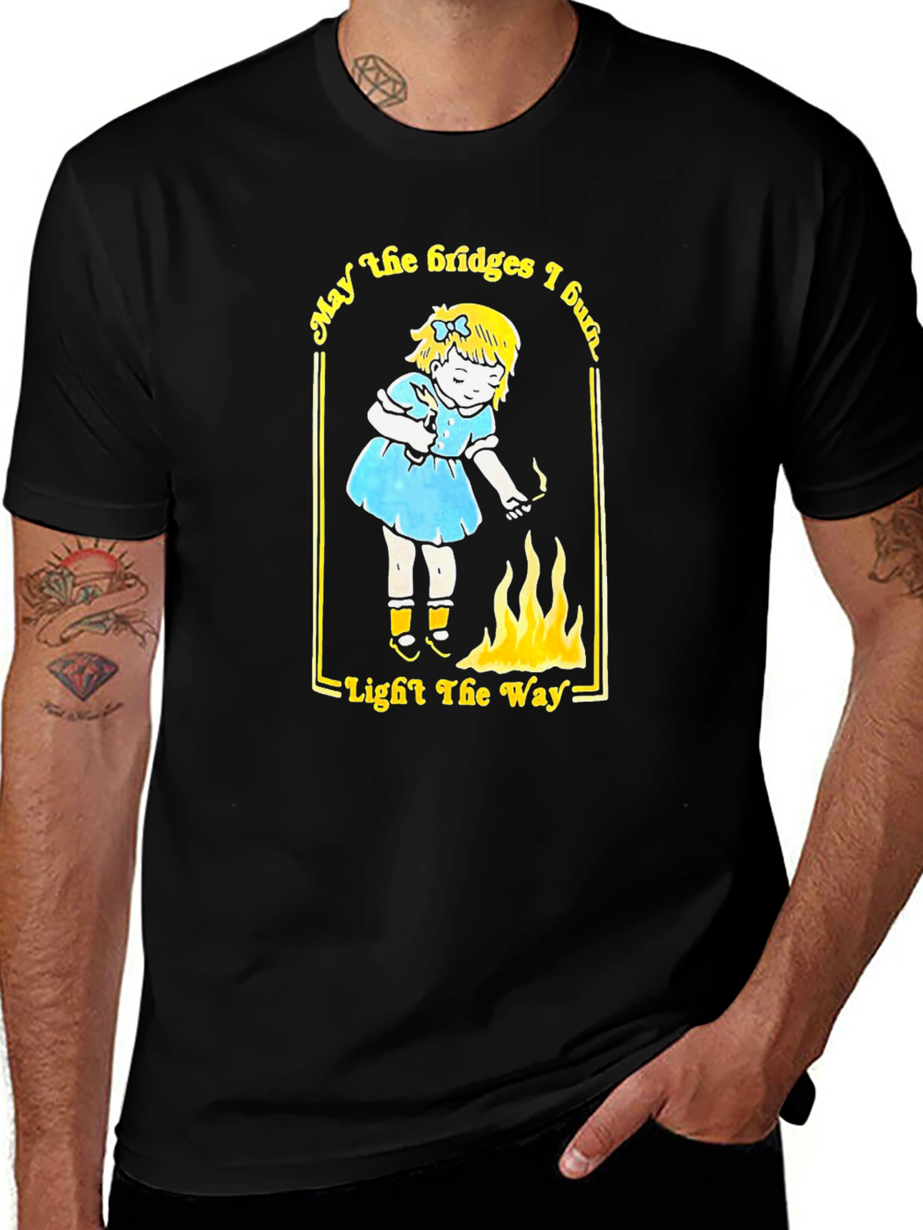 May the Bridges I Burn Black Graphic Tee