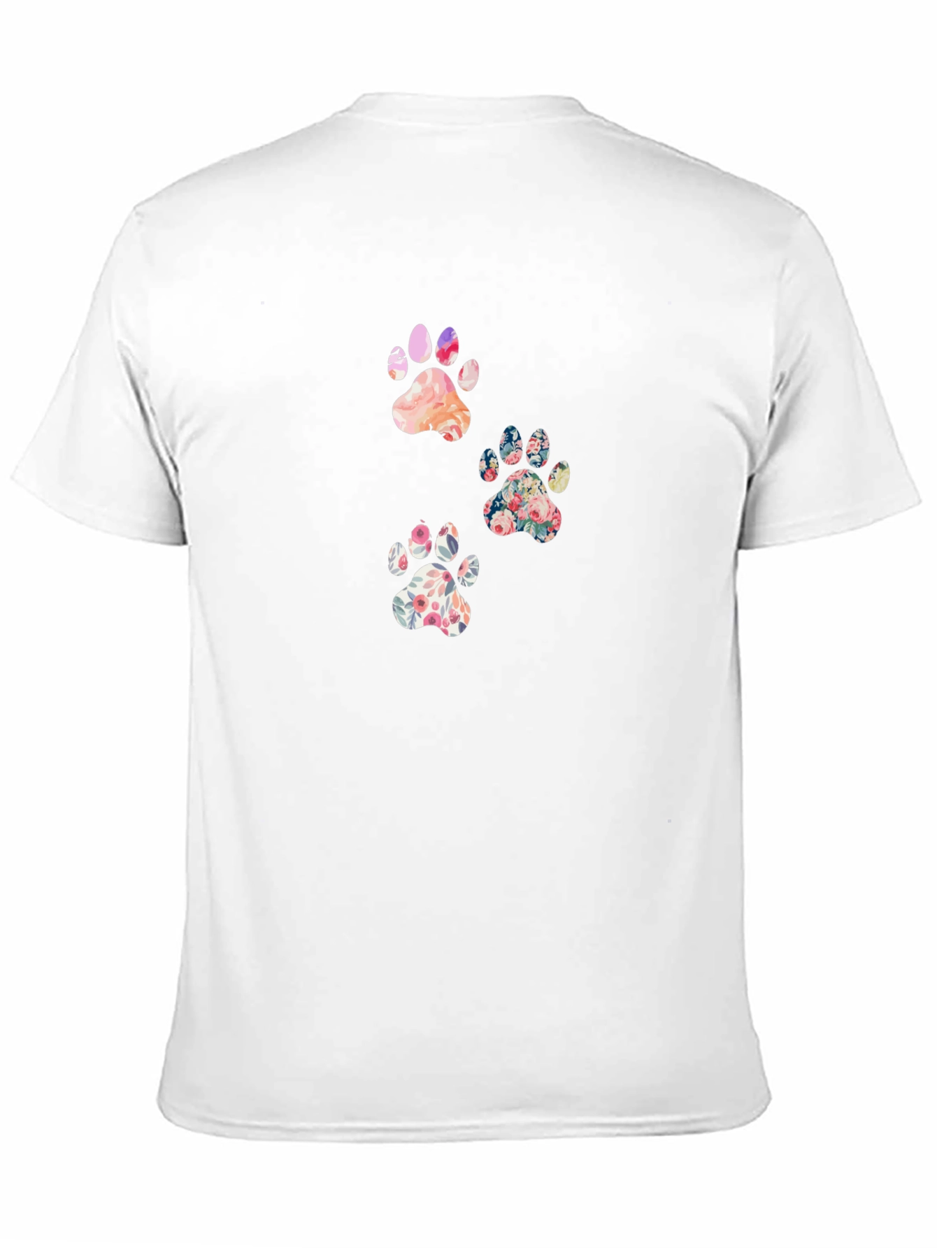 Floral Paw Print T-Shirt - Cute Casual Tee