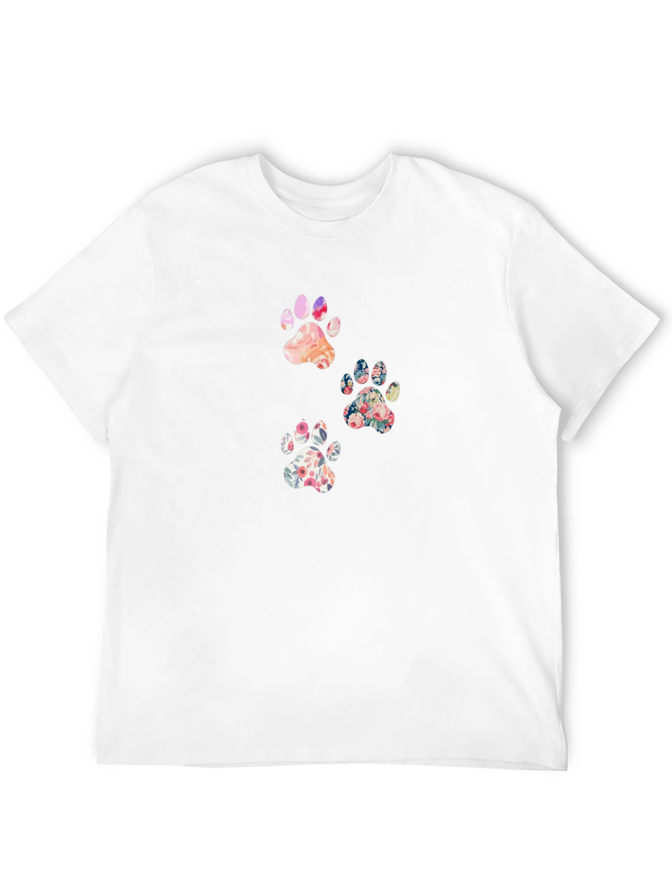 Floral Paw Print T-Shirt - Cute Casual Tee