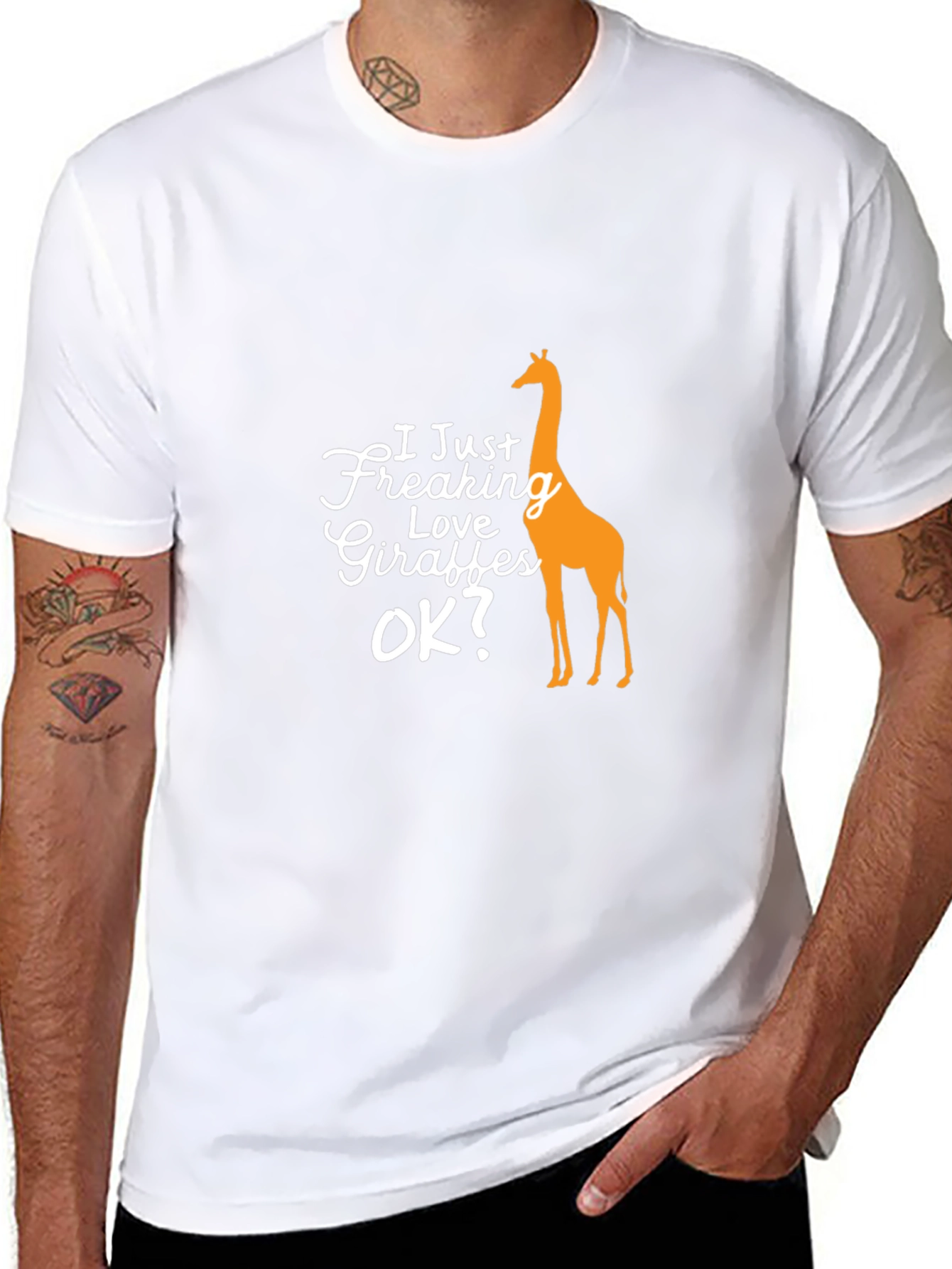 Funny Giraffe Lover Black T-Shirt for Men