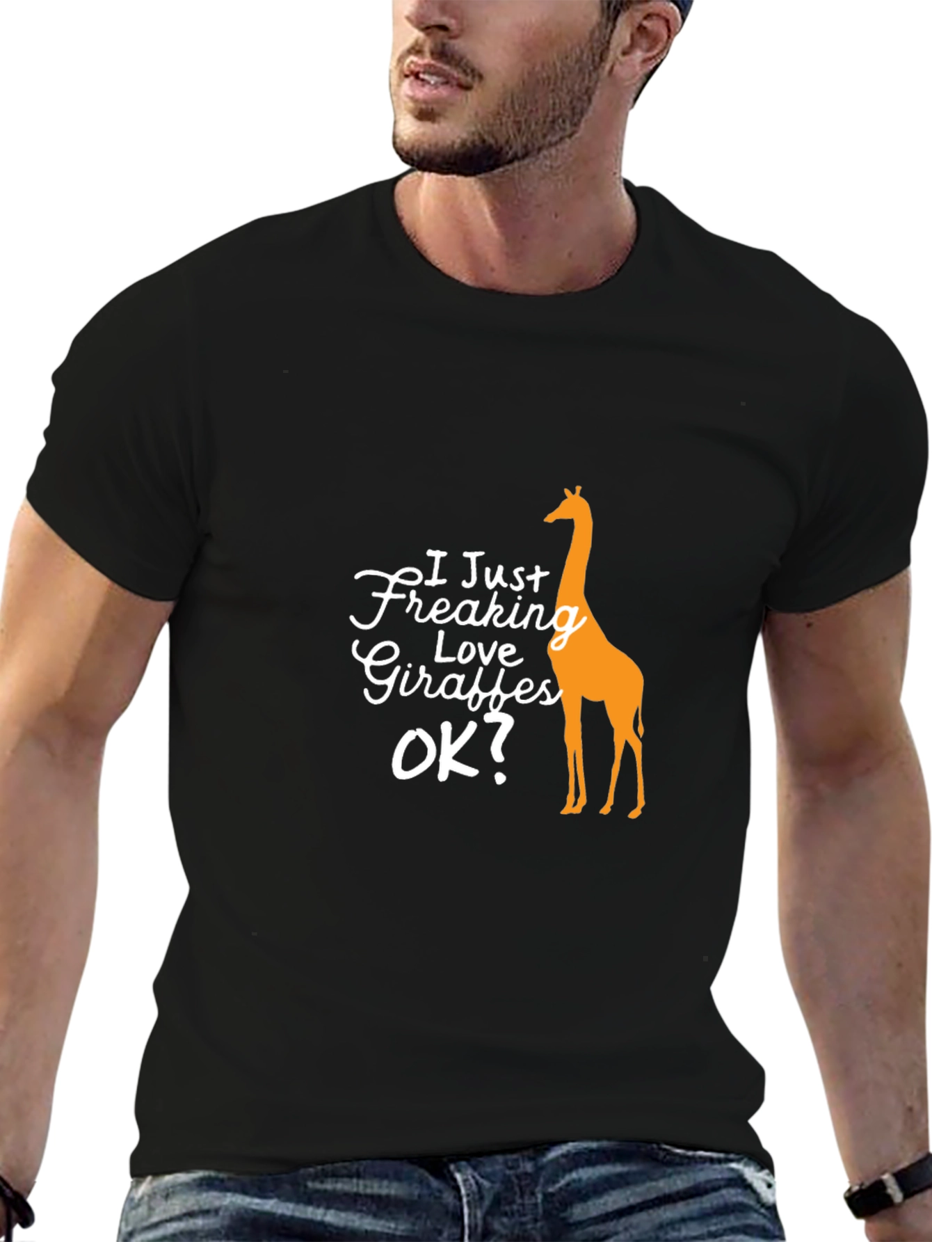 Funny Giraffe Lover Black T-Shirt for Men