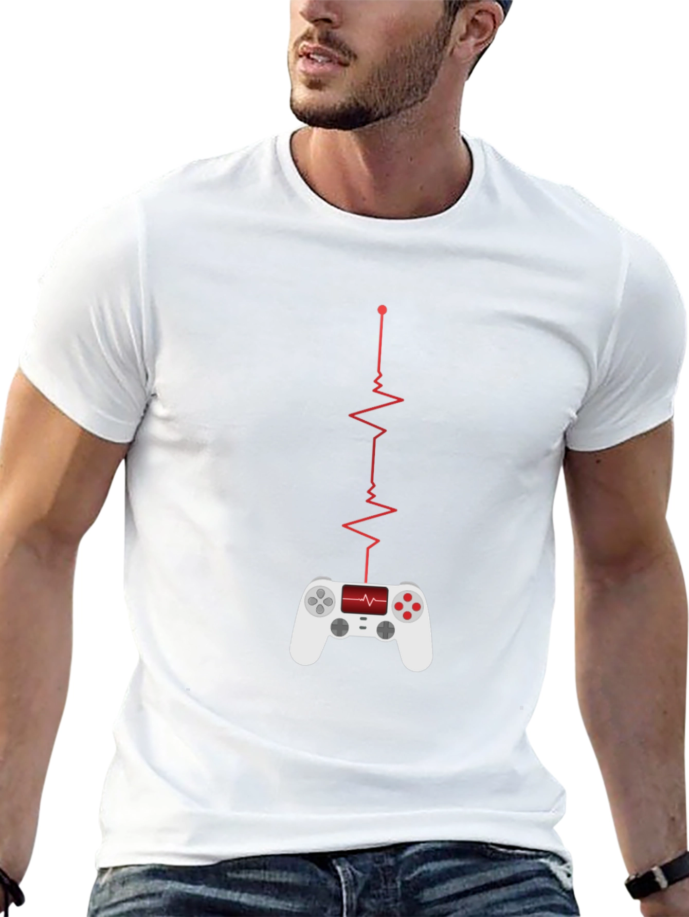 Gamer Heartbeat T-Shirt - Black Cotton Blend