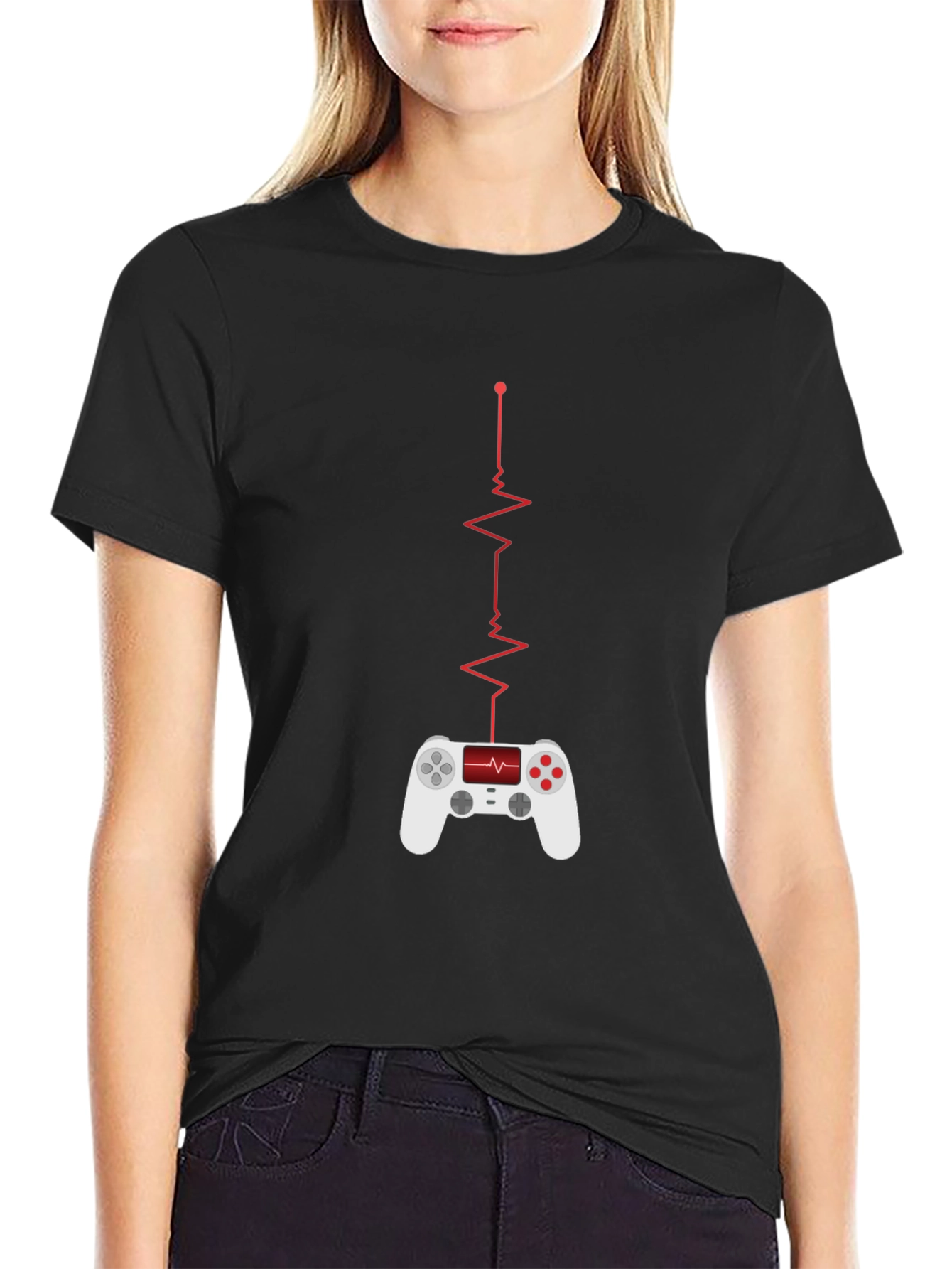 Gamer Heartbeat T-Shirt - Black Cotton Blend