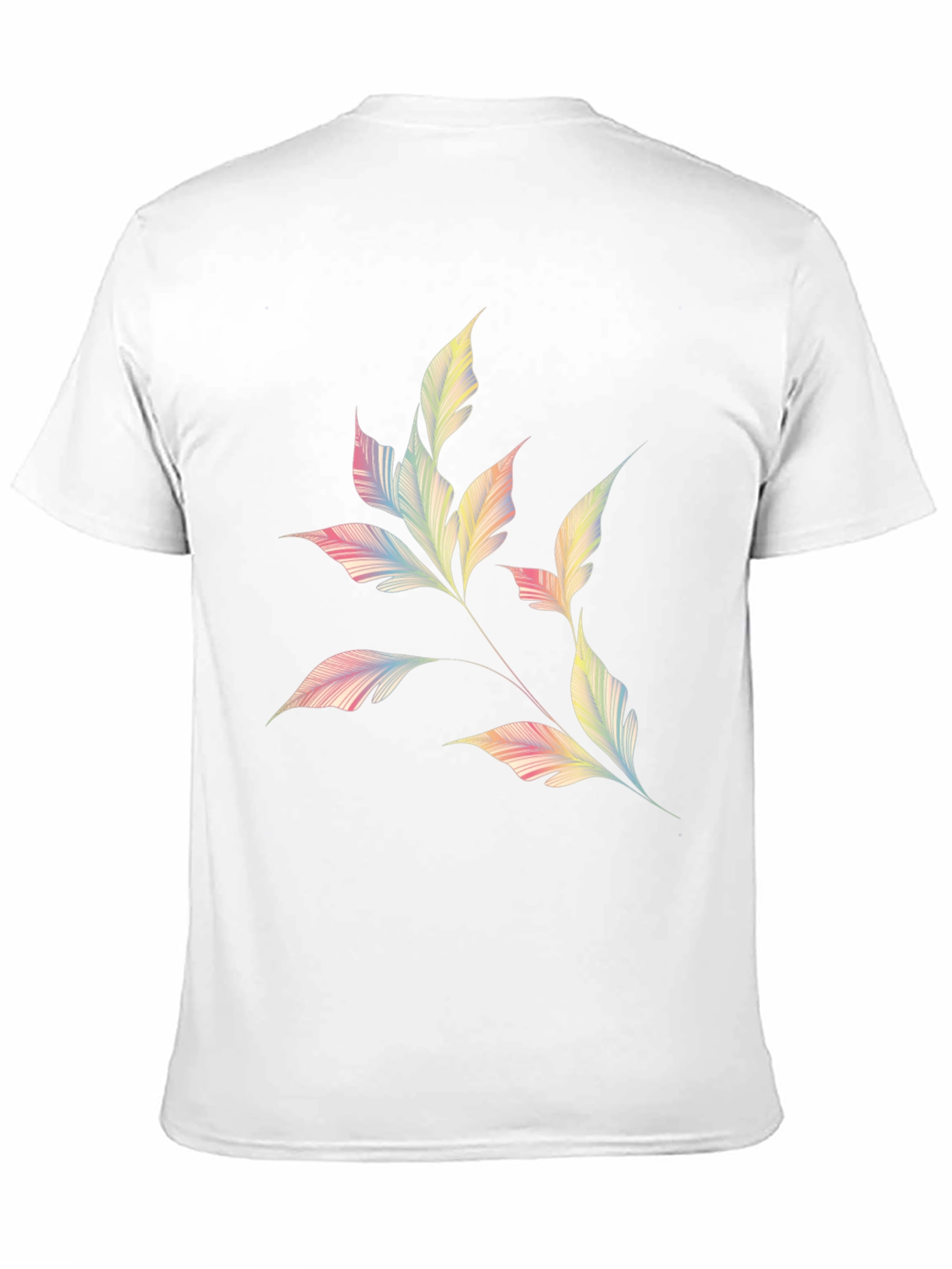 Mens Black T-Shirt with Pastel Leaf Design
