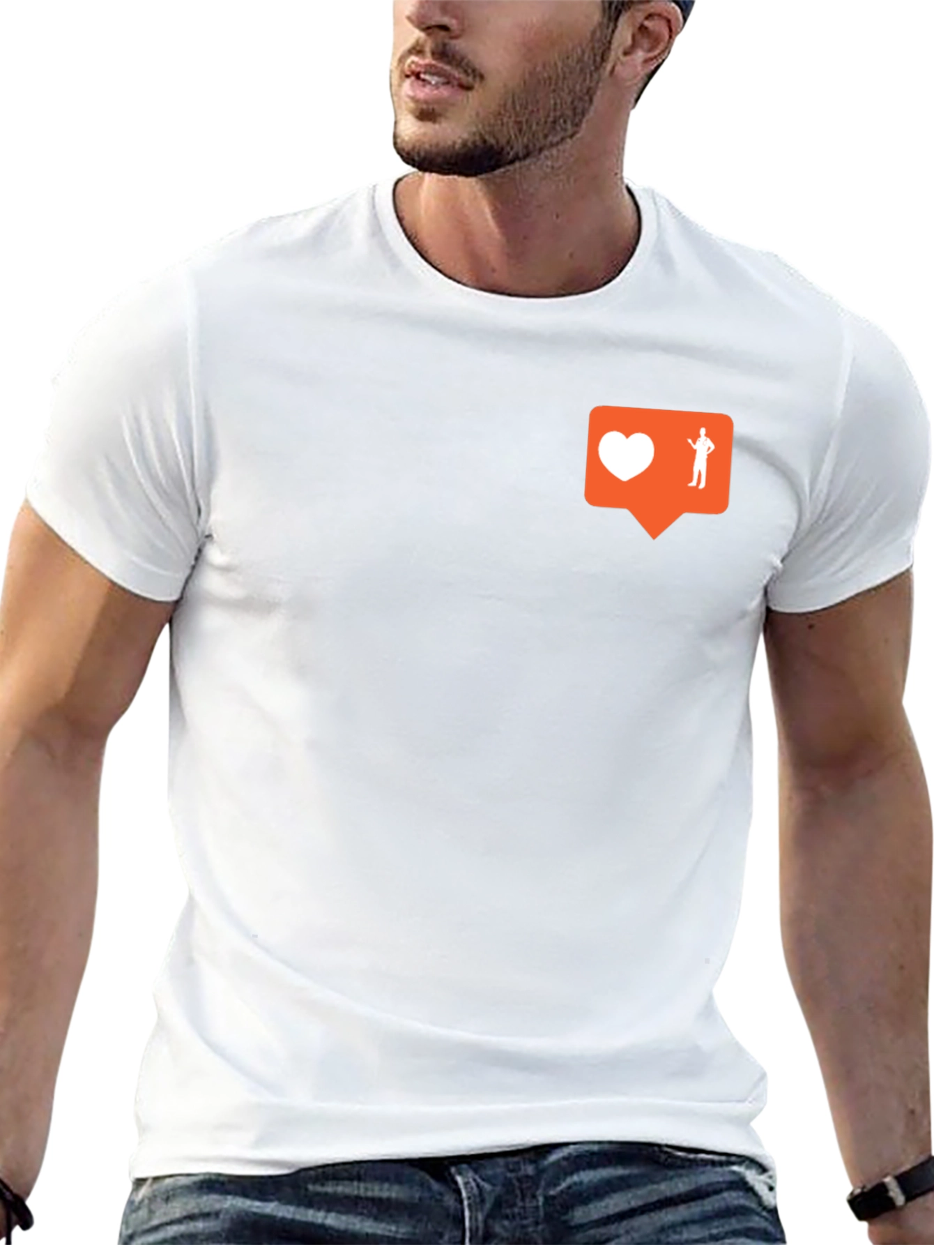 Mens Black T-Shirt with Orange Graphic