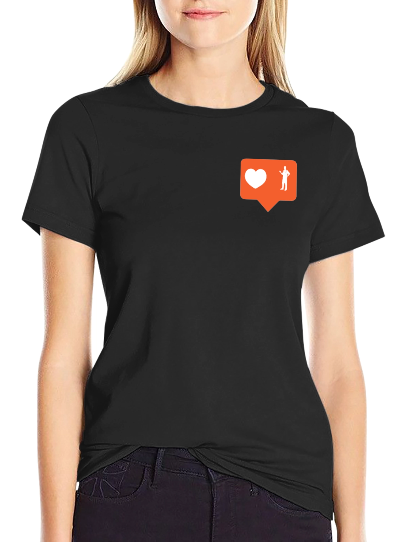 Mens Black T-Shirt with Orange Graphic
