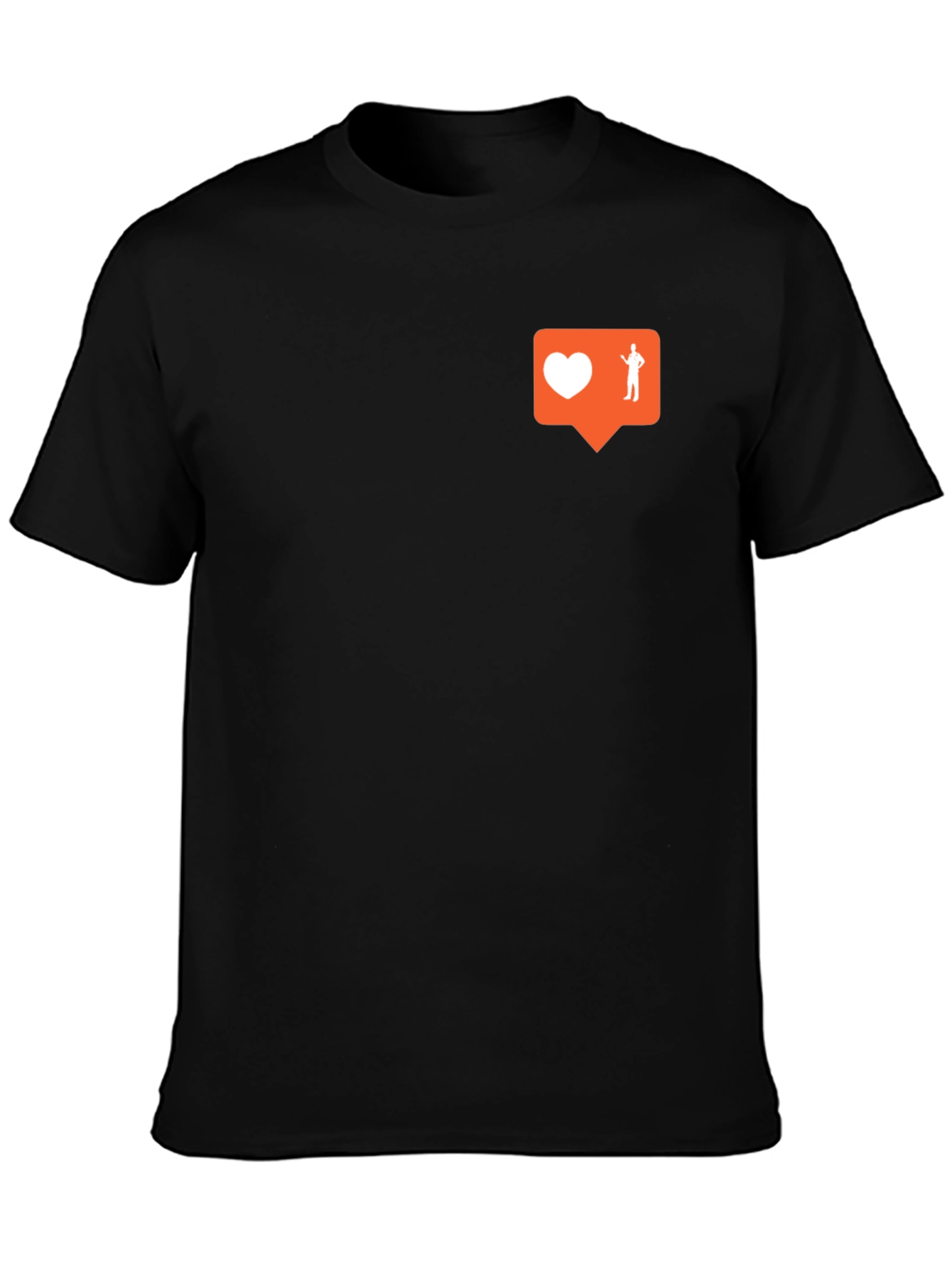 Mens Black T-Shirt with Orange Graphic