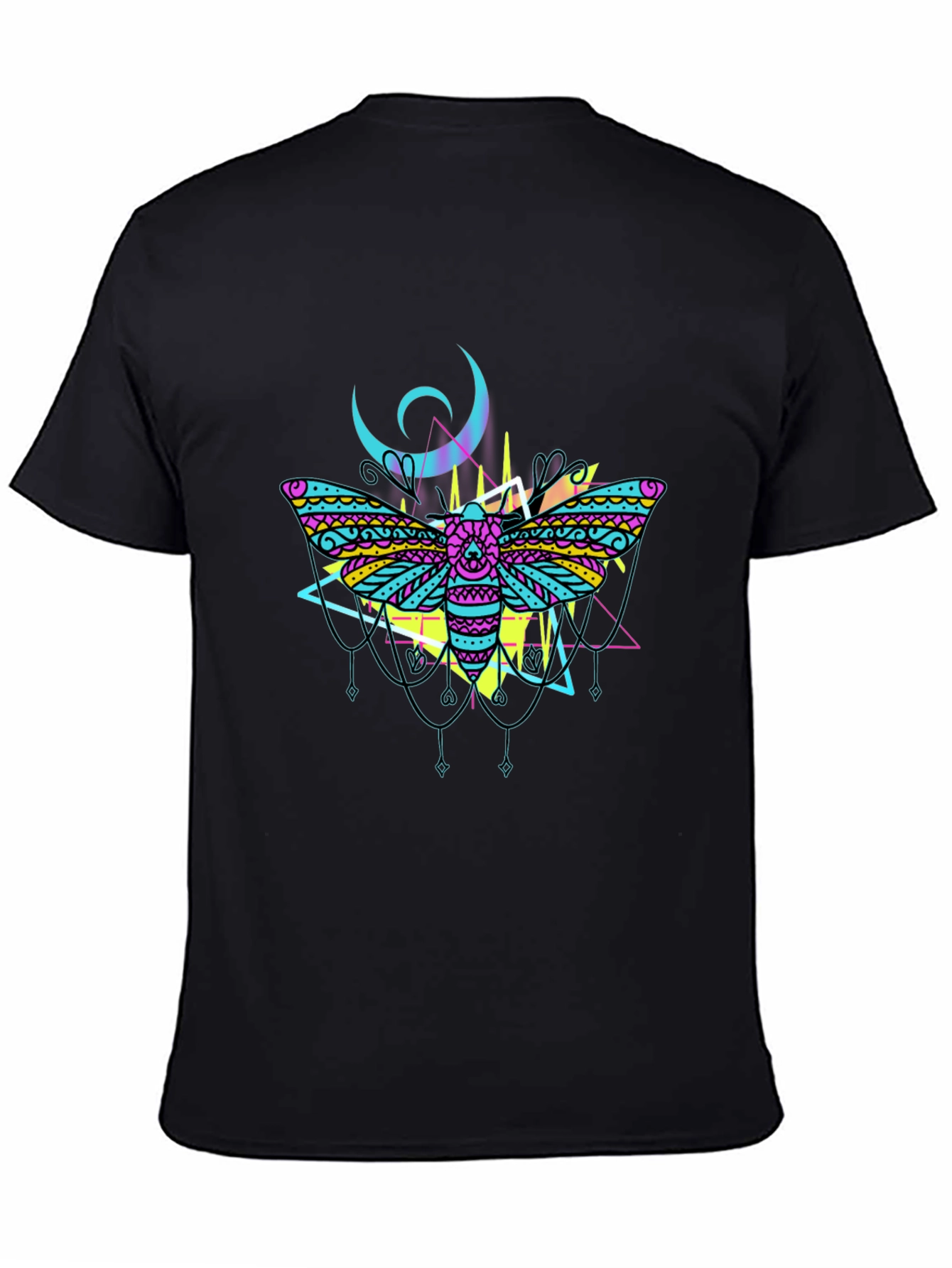 Moth Graphic Tee - Black Cotton T-Shirt
