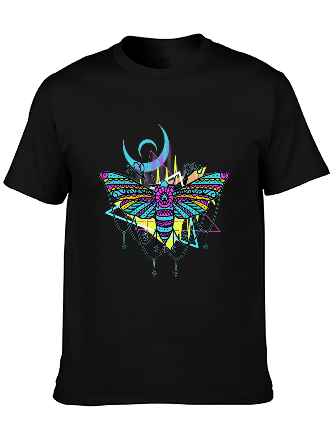 Moth Graphic Tee - Black Cotton T-Shirt