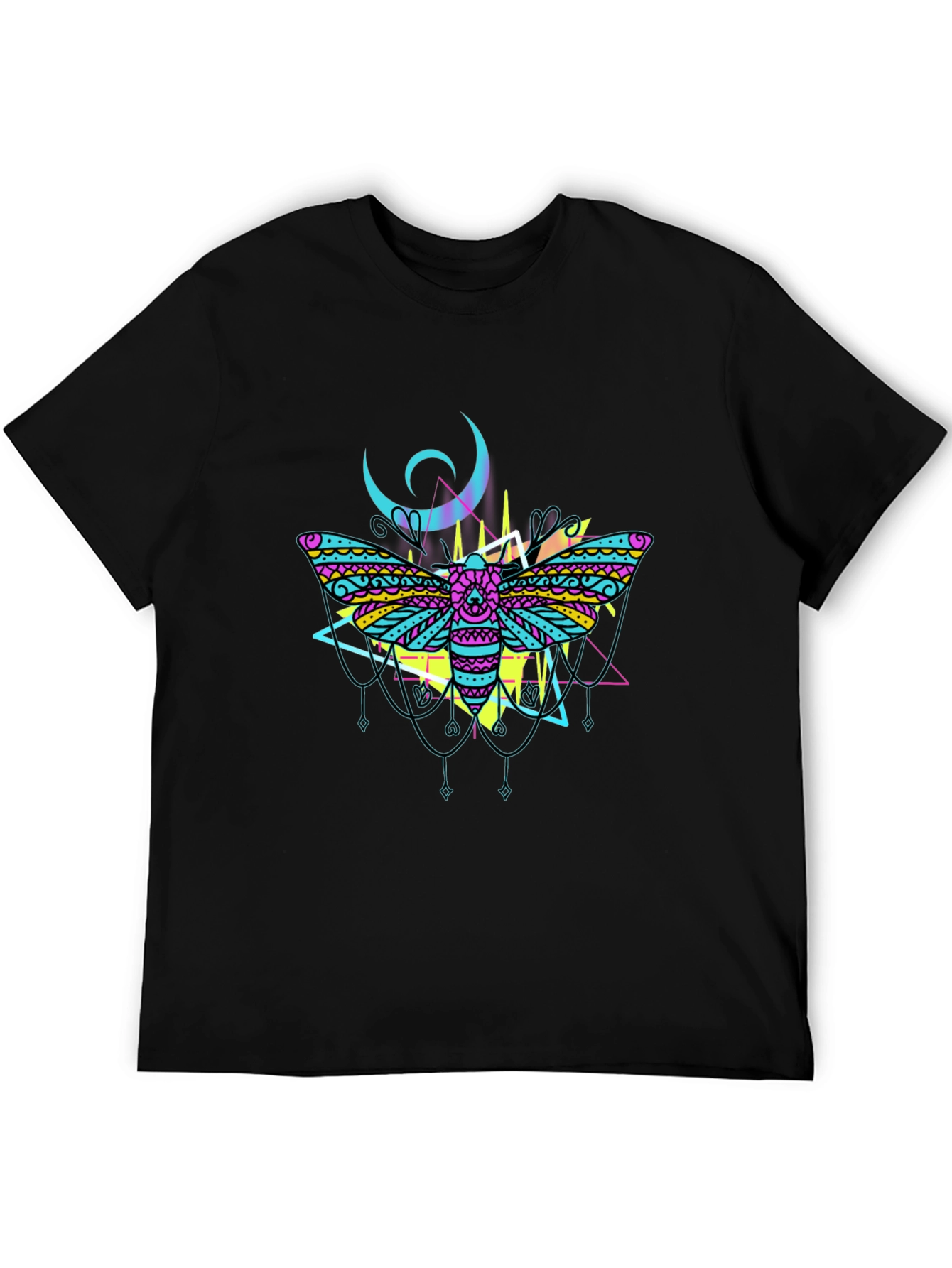 Moth Graphic Tee - Black Cotton T-Shirt
