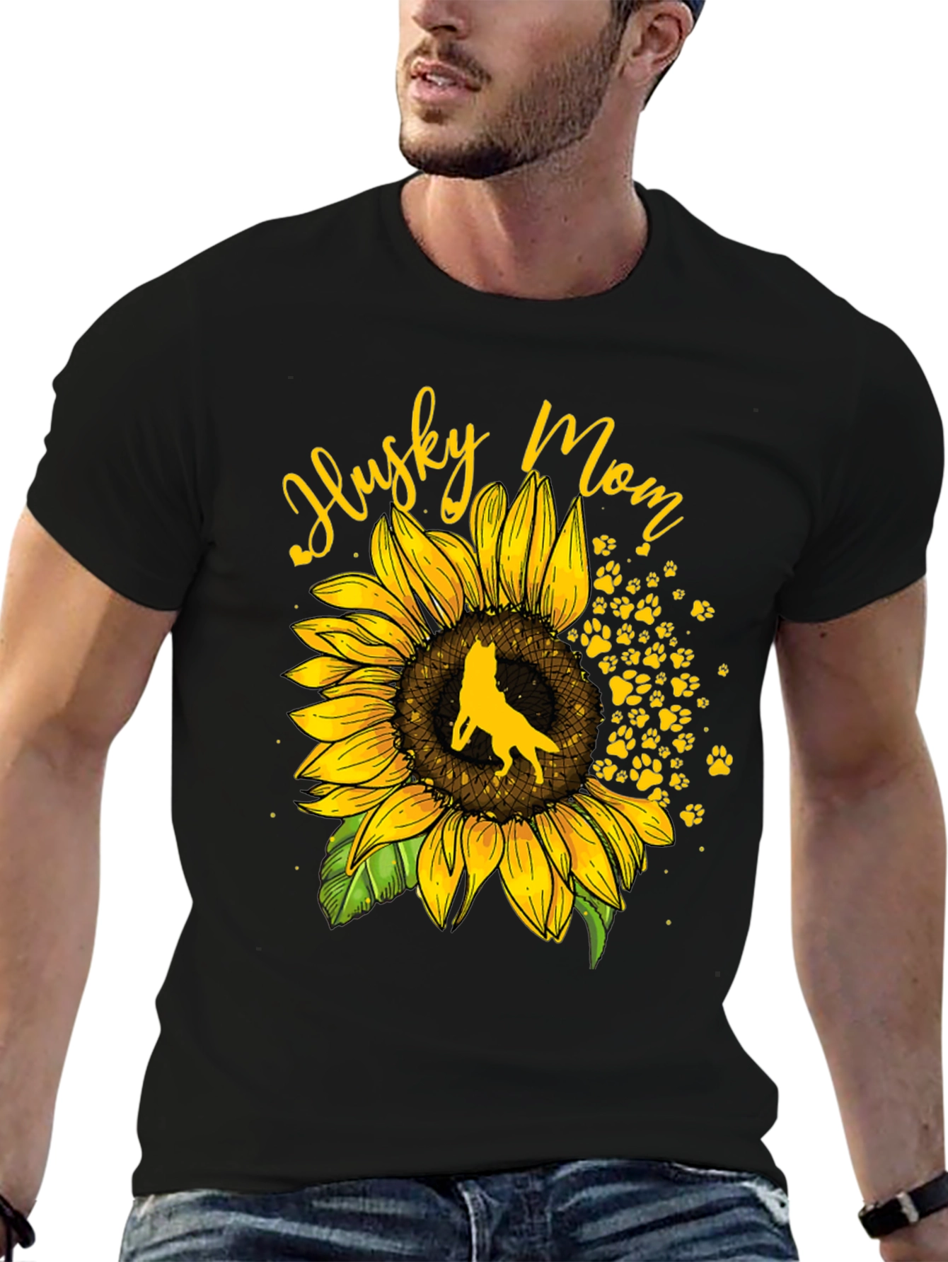 Husky Mom Sunflower Graphic Tee