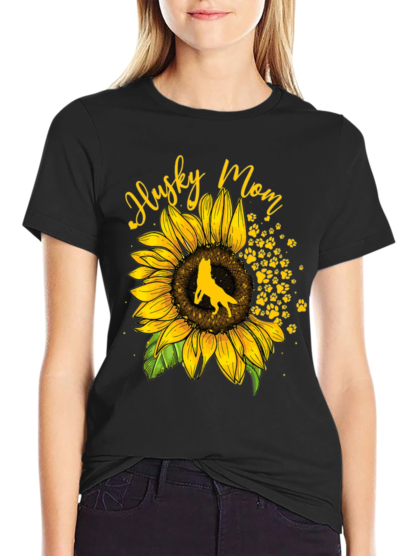 Husky Mom Sunflower Graphic Tee