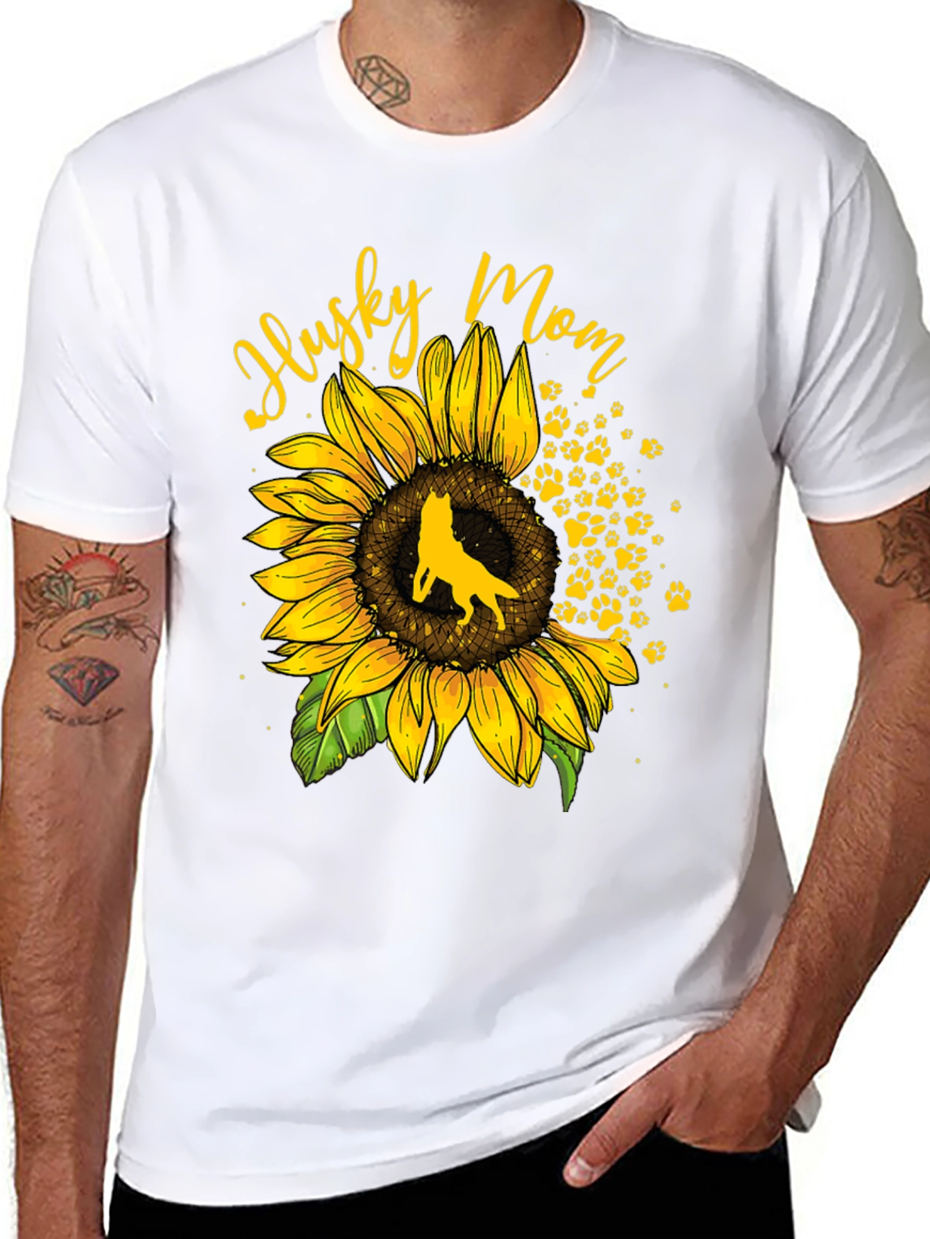 Husky Mom Sunflower Graphic Tee