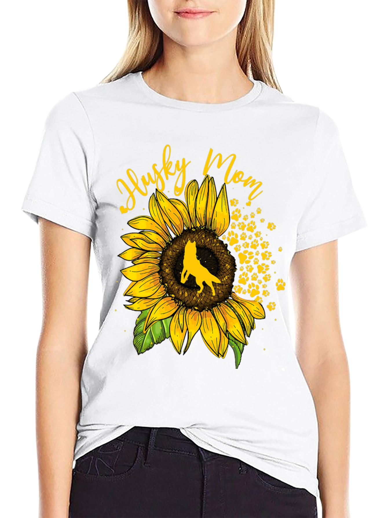 Husky Mom Sunflower Graphic Tee