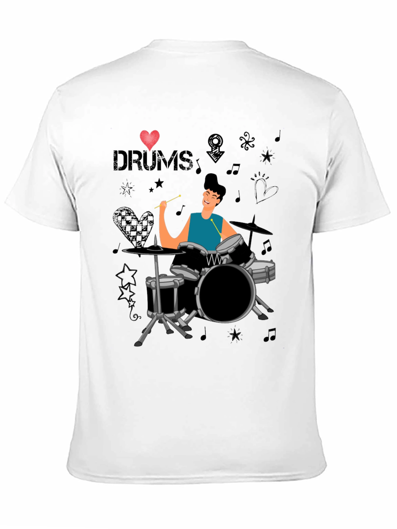 I Love Drums T-Shirt Drummer Cartoon Graphic Tee