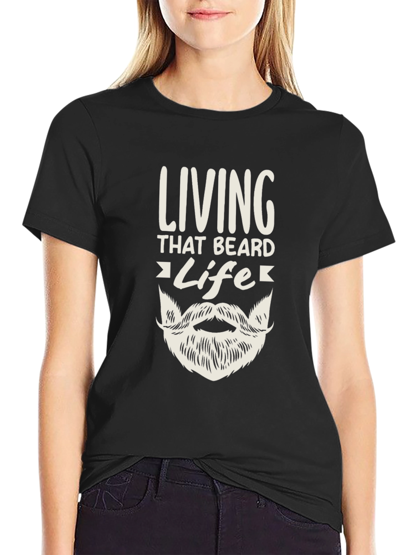 Living That Beard Life Black Graphic Tee