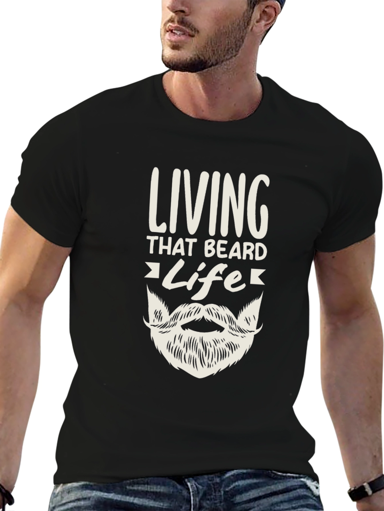 Living That Beard Life Black Graphic Tee