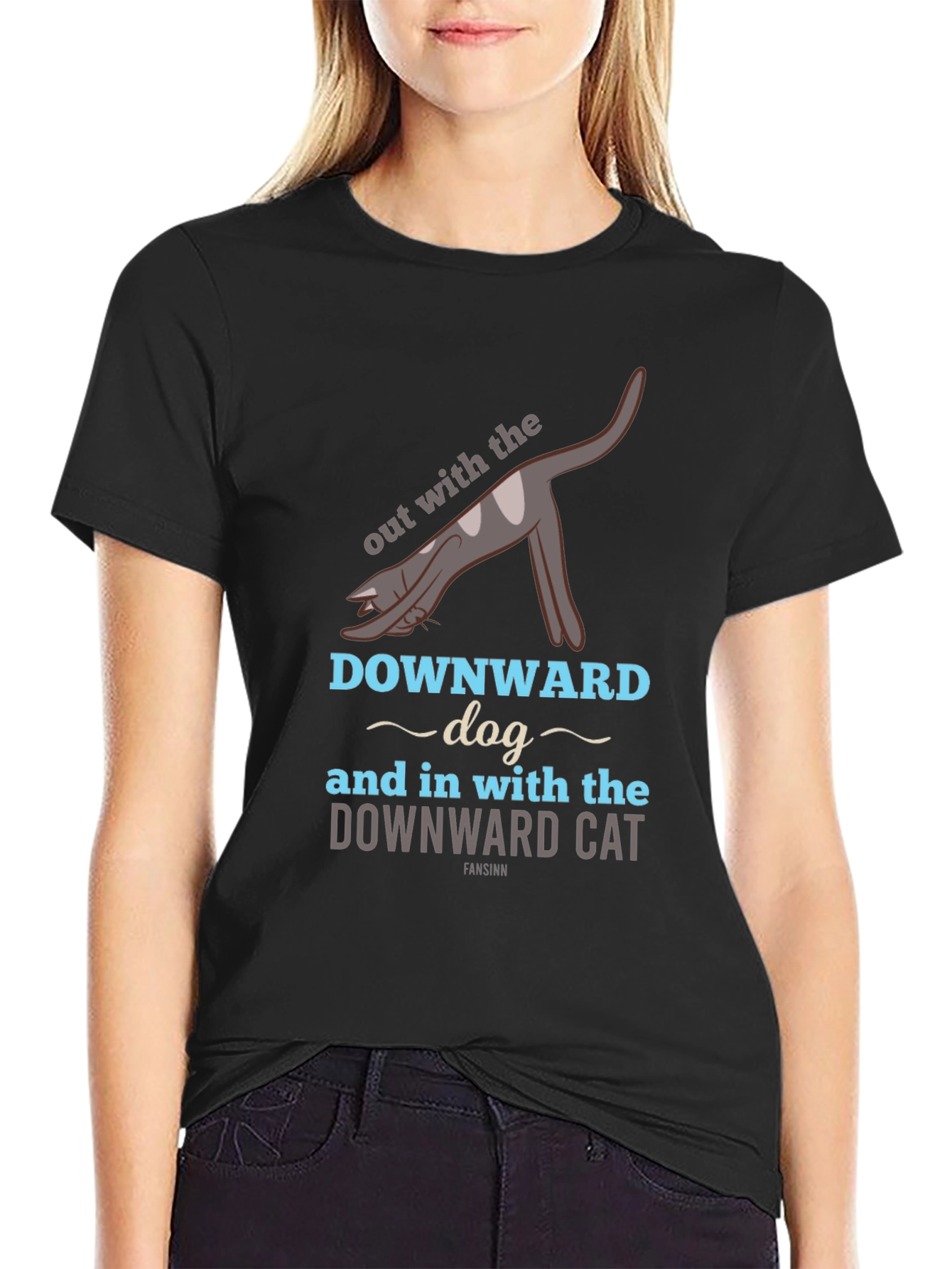Downward Cat T-Shirt - Yoga Inspired Funny Tee