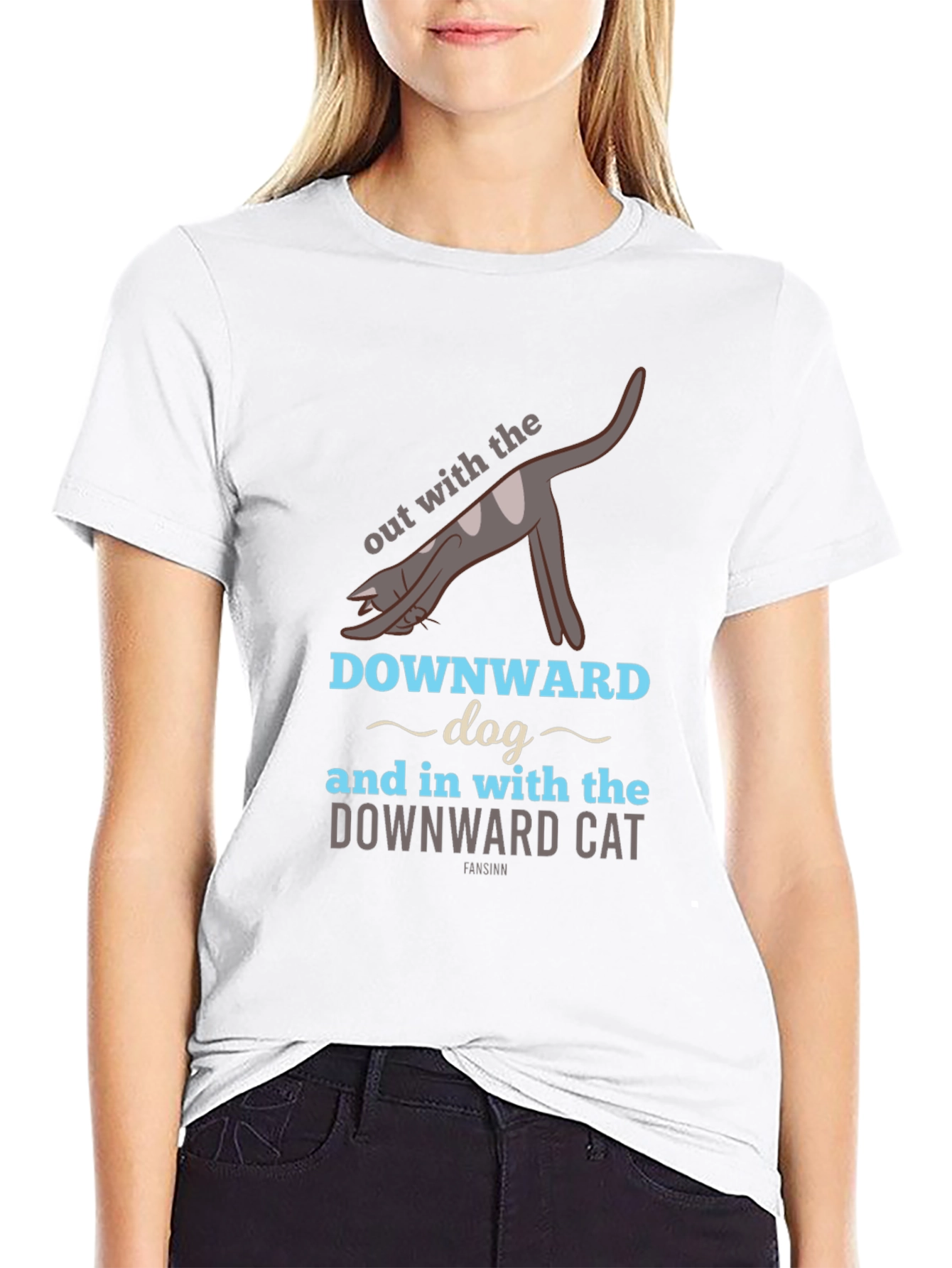 Downward Cat T-Shirt - Yoga Inspired Funny Tee