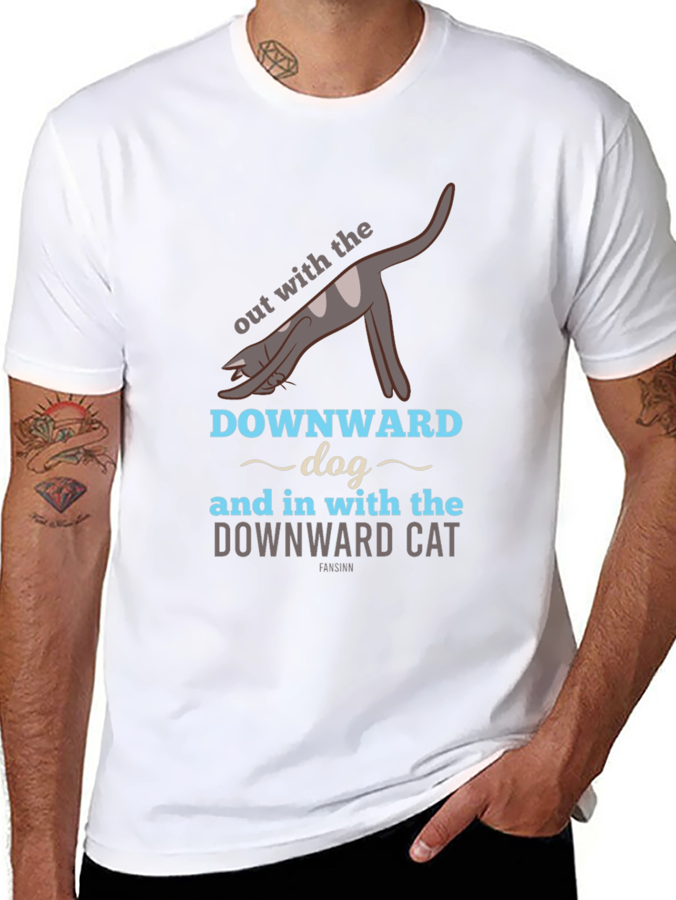 Downward Cat T-Shirt - Yoga Inspired Funny Tee