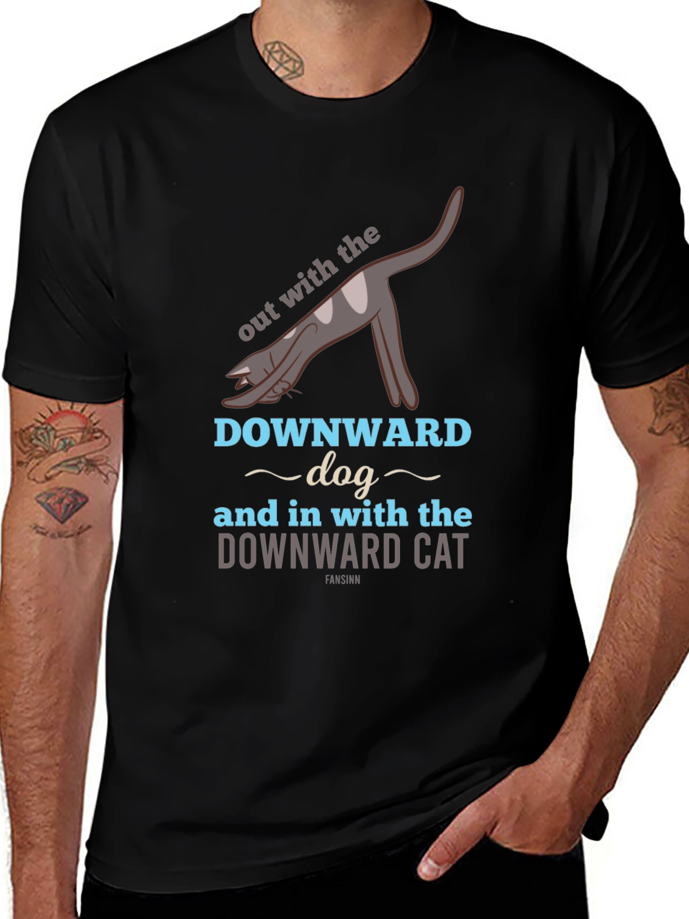 Downward Cat T-Shirt - Yoga Inspired Funny Tee