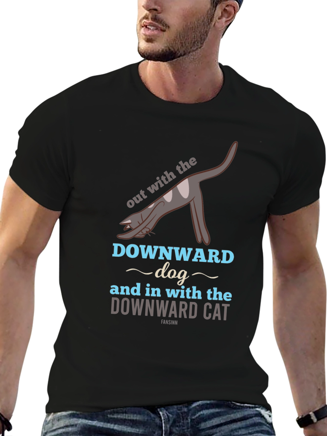 Downward Cat T-Shirt - Yoga Inspired Funny Tee