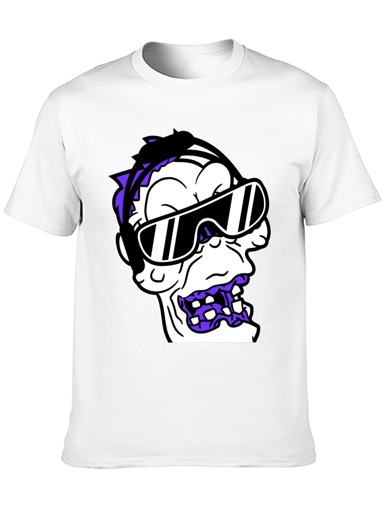Cartoon Monster Graphic Tee - Black Cotton