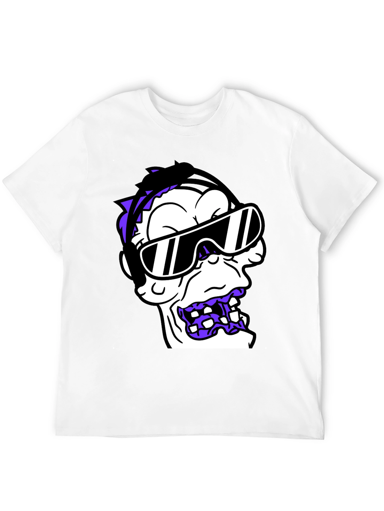 Cartoon Monster Graphic Tee - Black Cotton