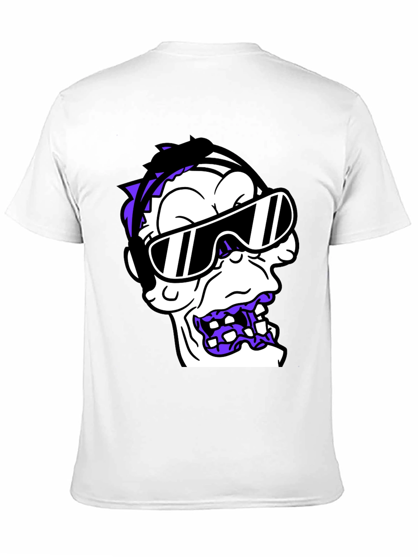 Cartoon Monster Graphic Tee - Black Cotton