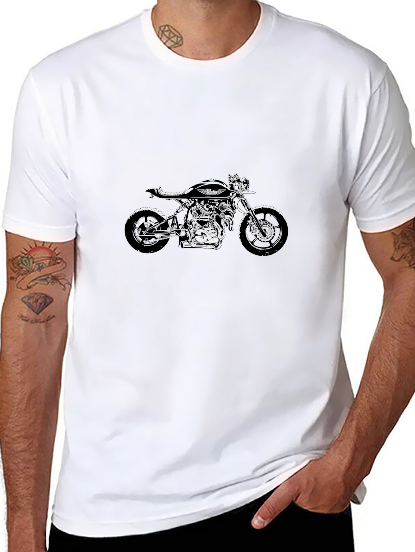 Black Motorcycle Graphic Tee - Cool Biker Style