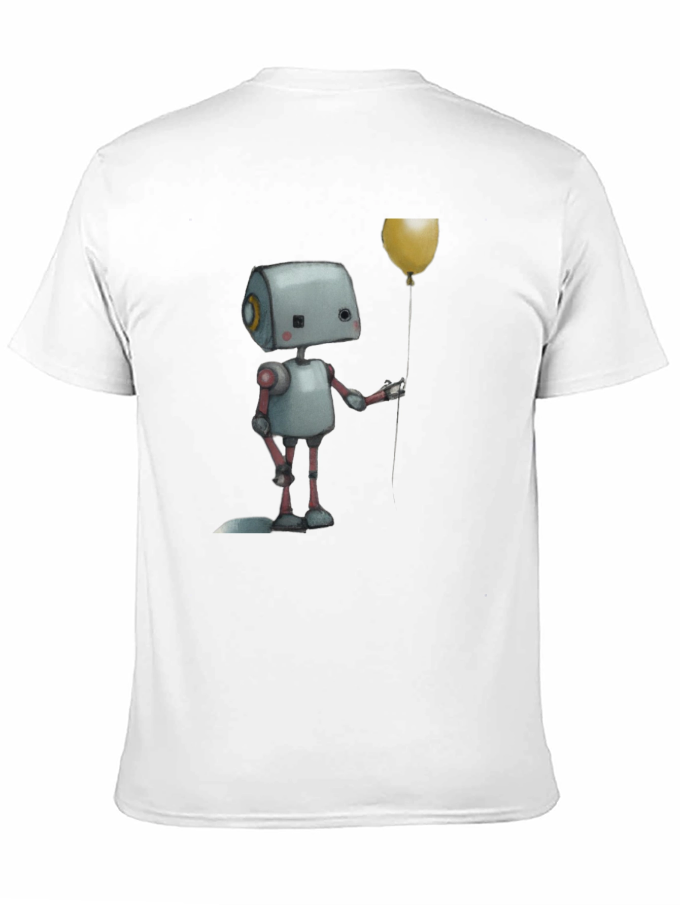Robot Holding Balloon Black T-Shirt