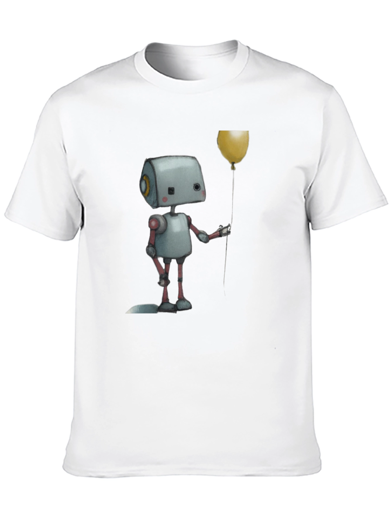 Robot Holding Balloon Black T-Shirt