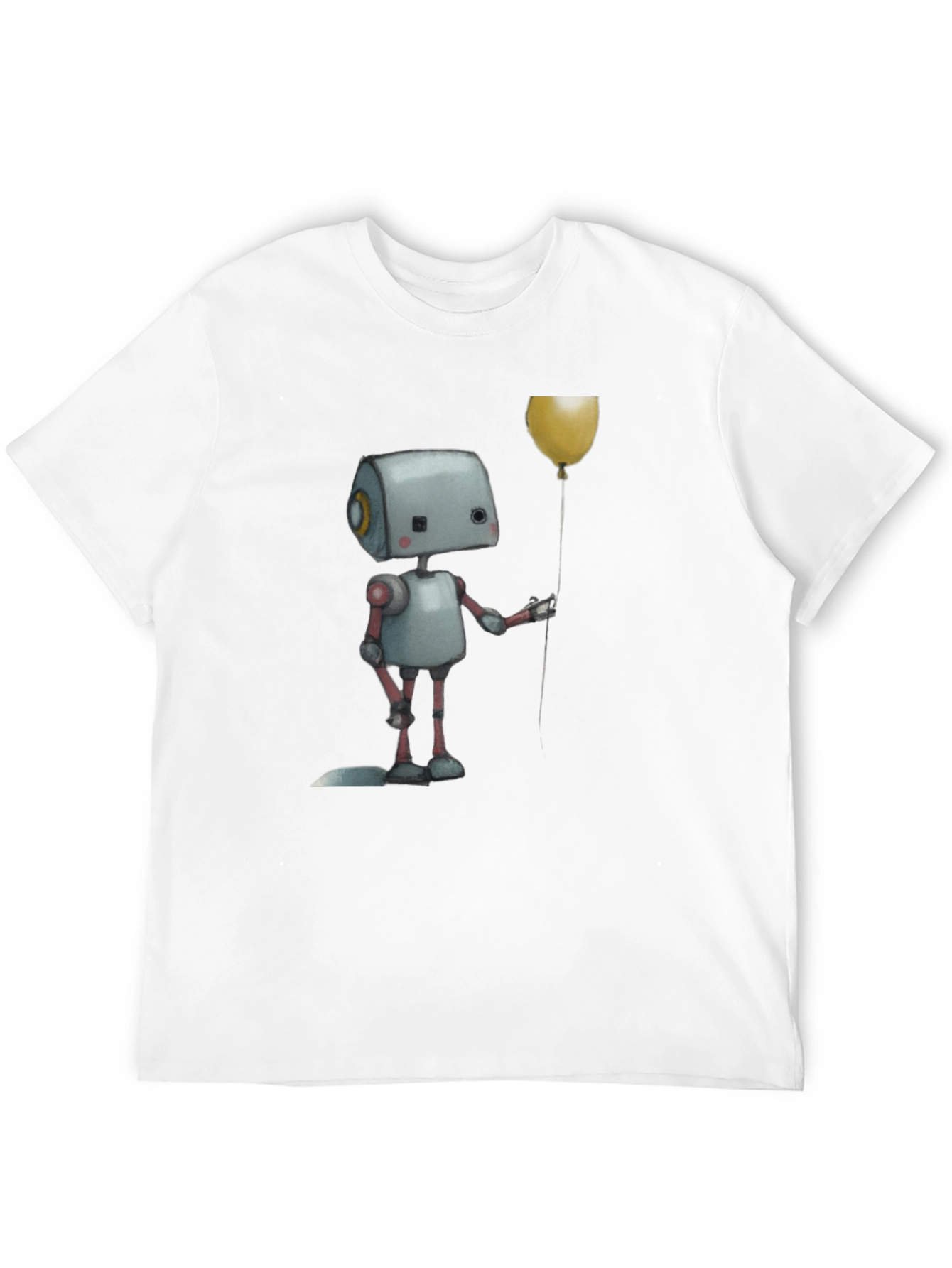 Robot Holding Balloon Black T-Shirt