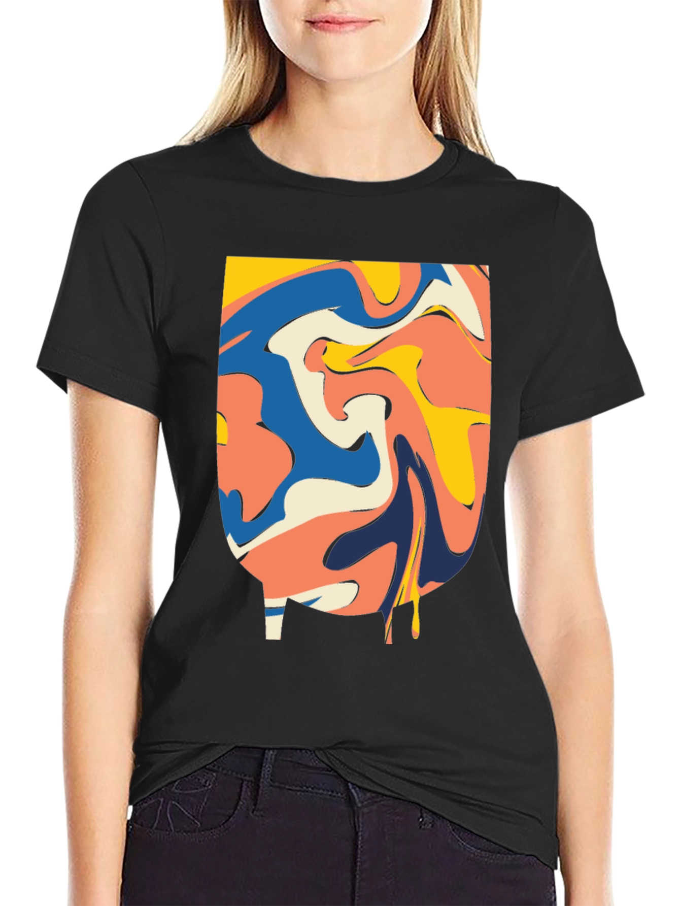 Abstract Swirl Graphic Tee - Modern Black T-Shirt