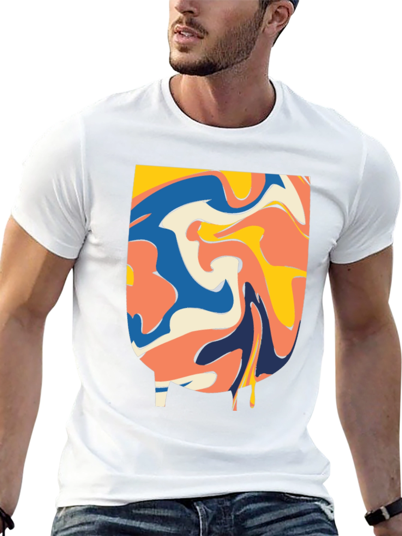 Abstract Swirl Graphic Tee - Modern Black T-Shirt