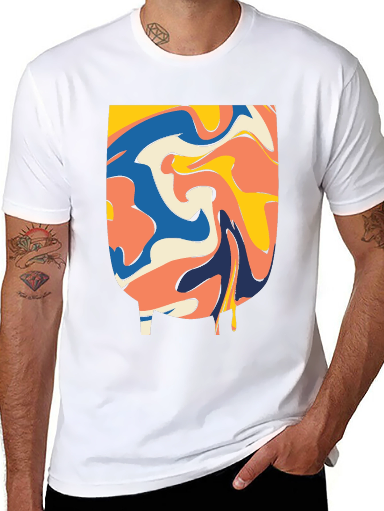 Abstract Swirl Graphic Tee - Modern Black T-Shirt