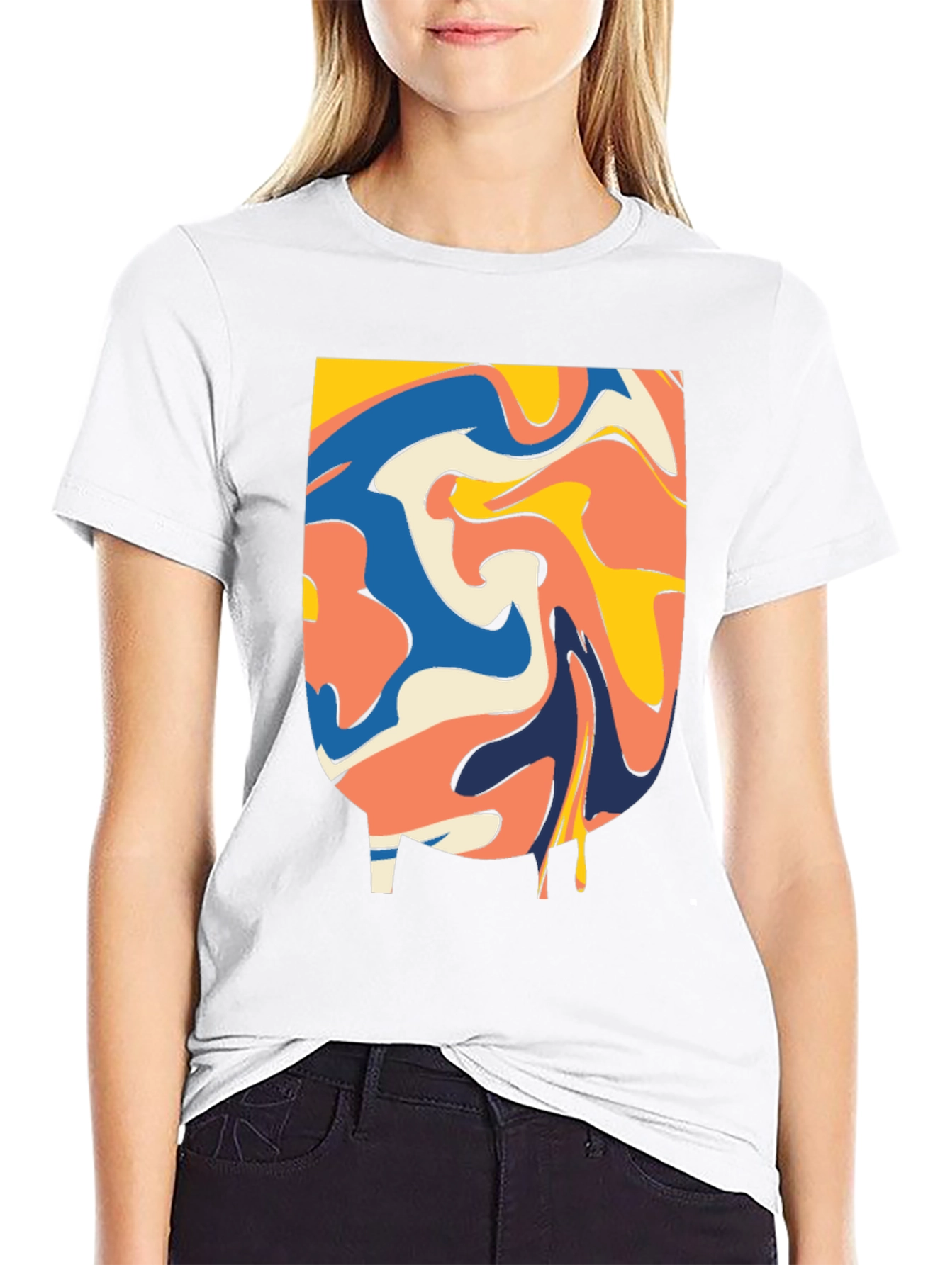 Abstract Swirl Graphic Tee - Modern Black T-Shirt