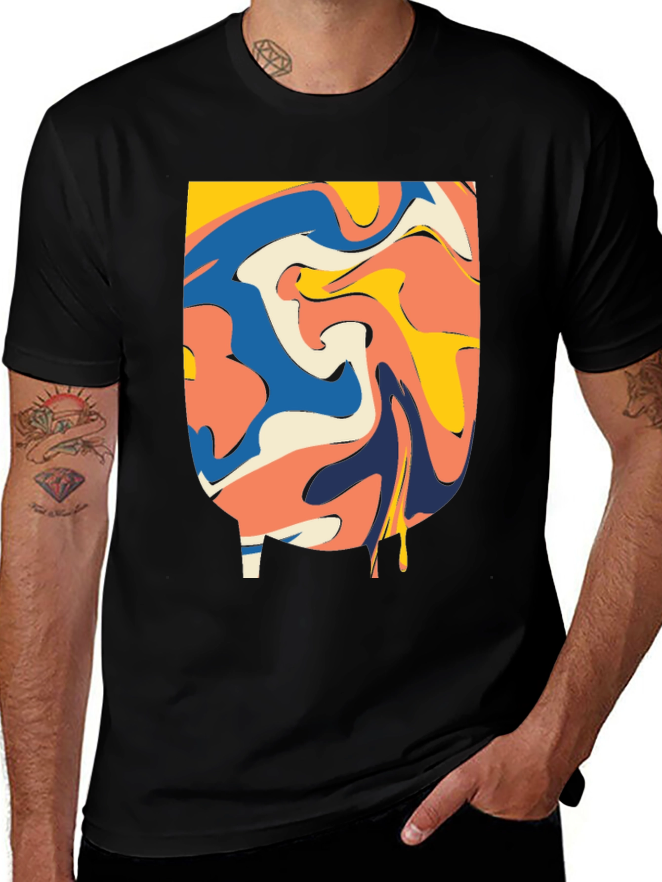 Abstract Swirl Graphic Tee - Modern Black T-Shirt