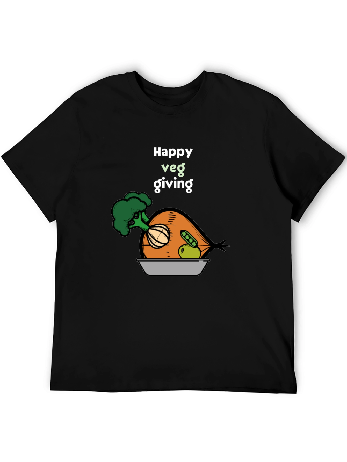 Happy Veg Giving Black T-Shirt