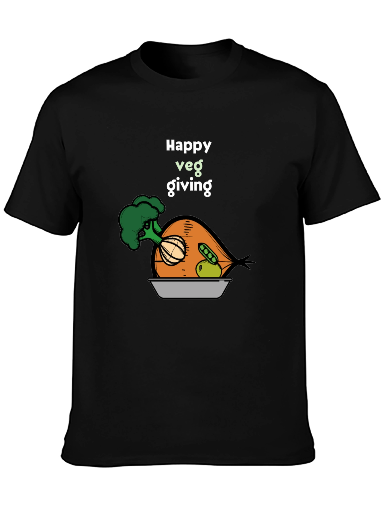 Happy Veg Giving Black T-Shirt
