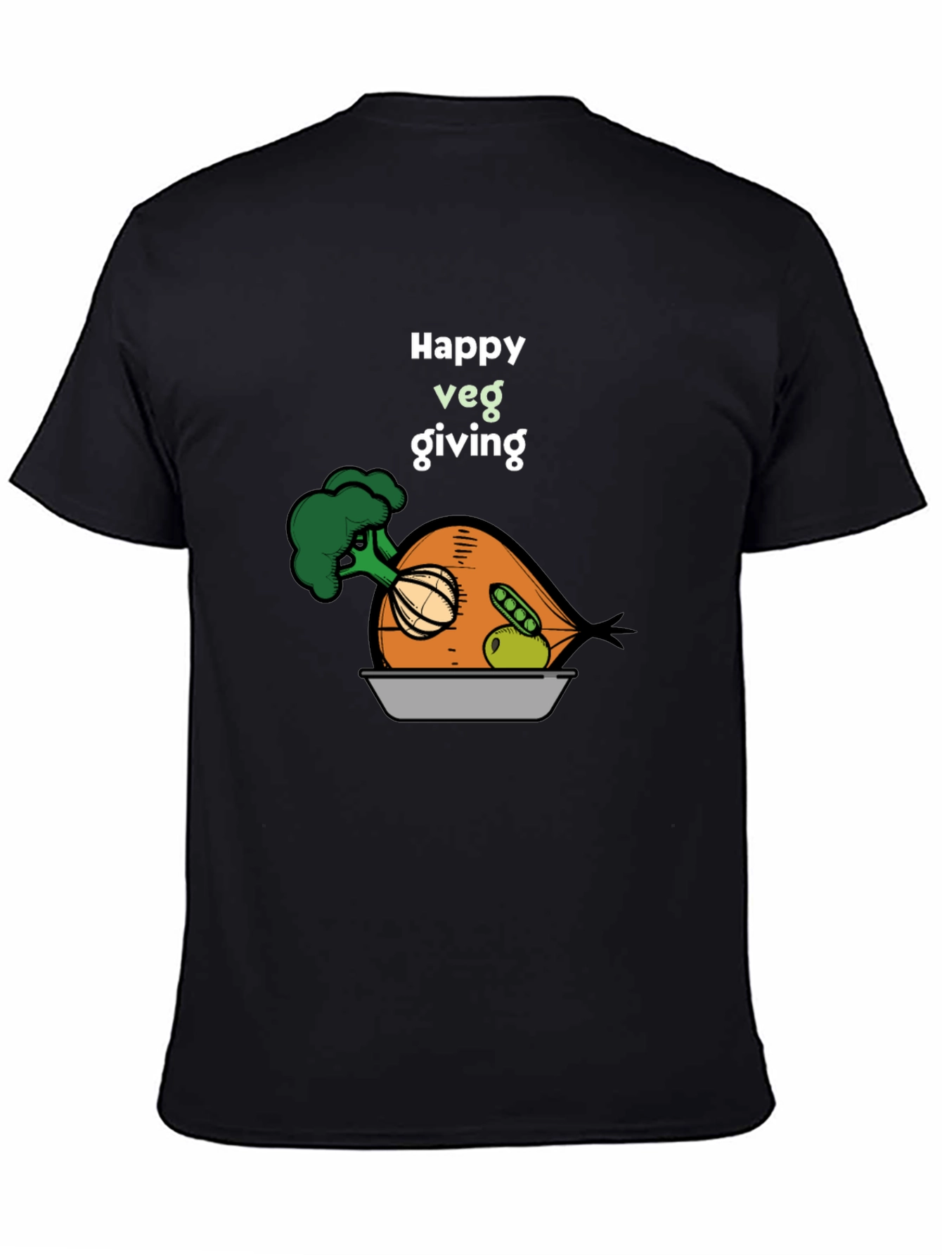 Happy Veg Giving Black T-Shirt
